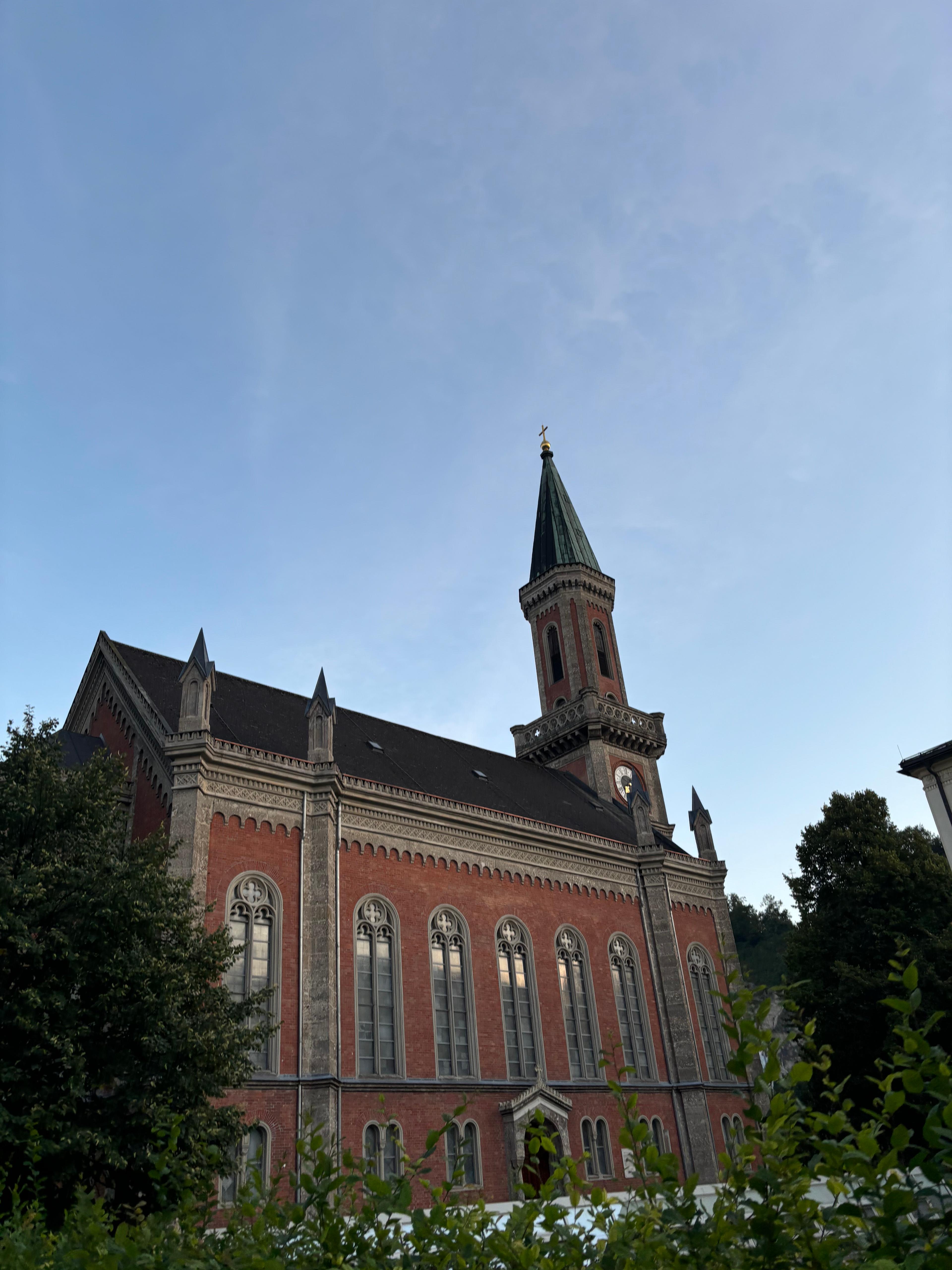 Neo-Gothic brick church exterior
