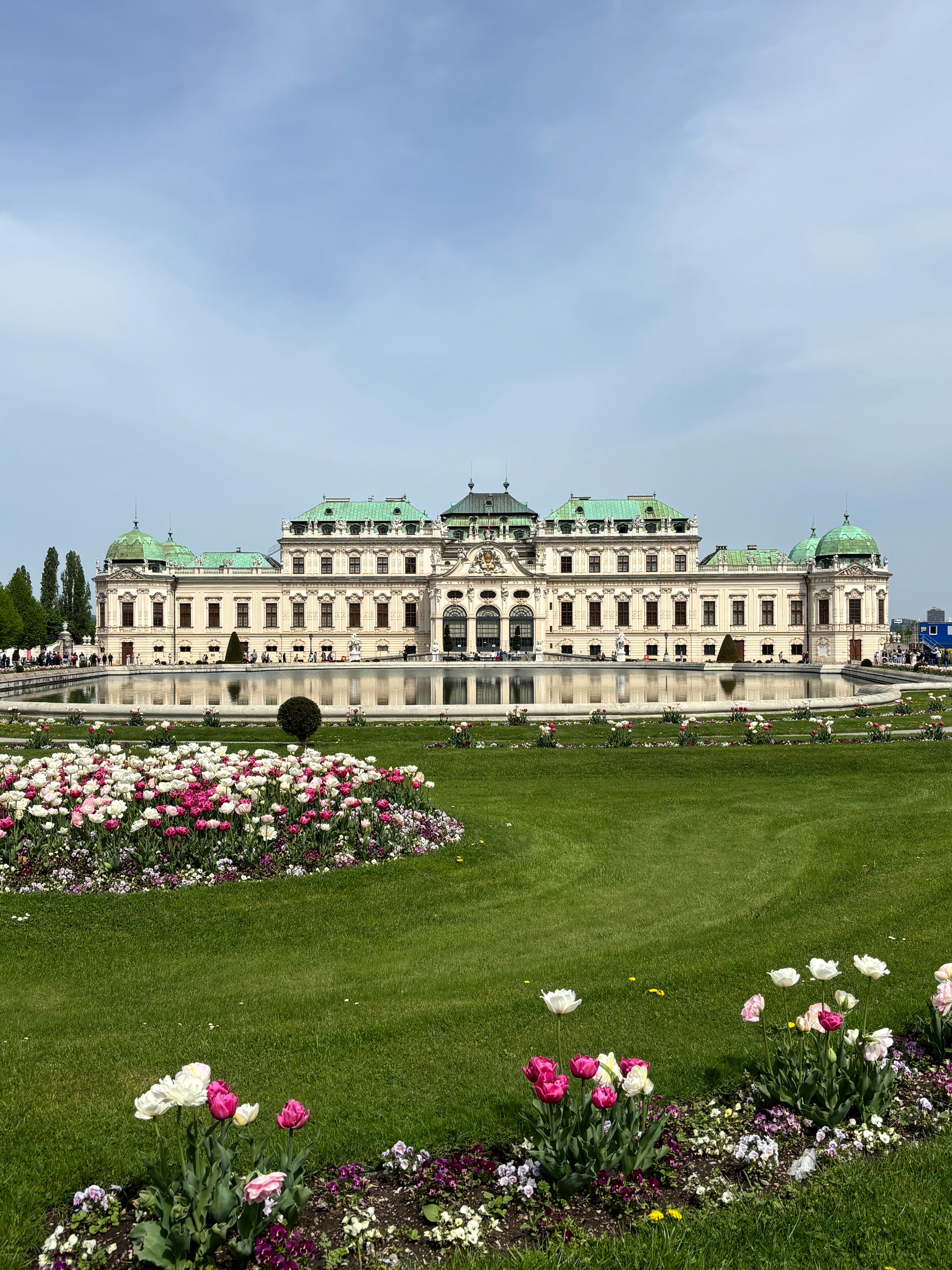 Belvedere Palace with flower garden in full bloom
