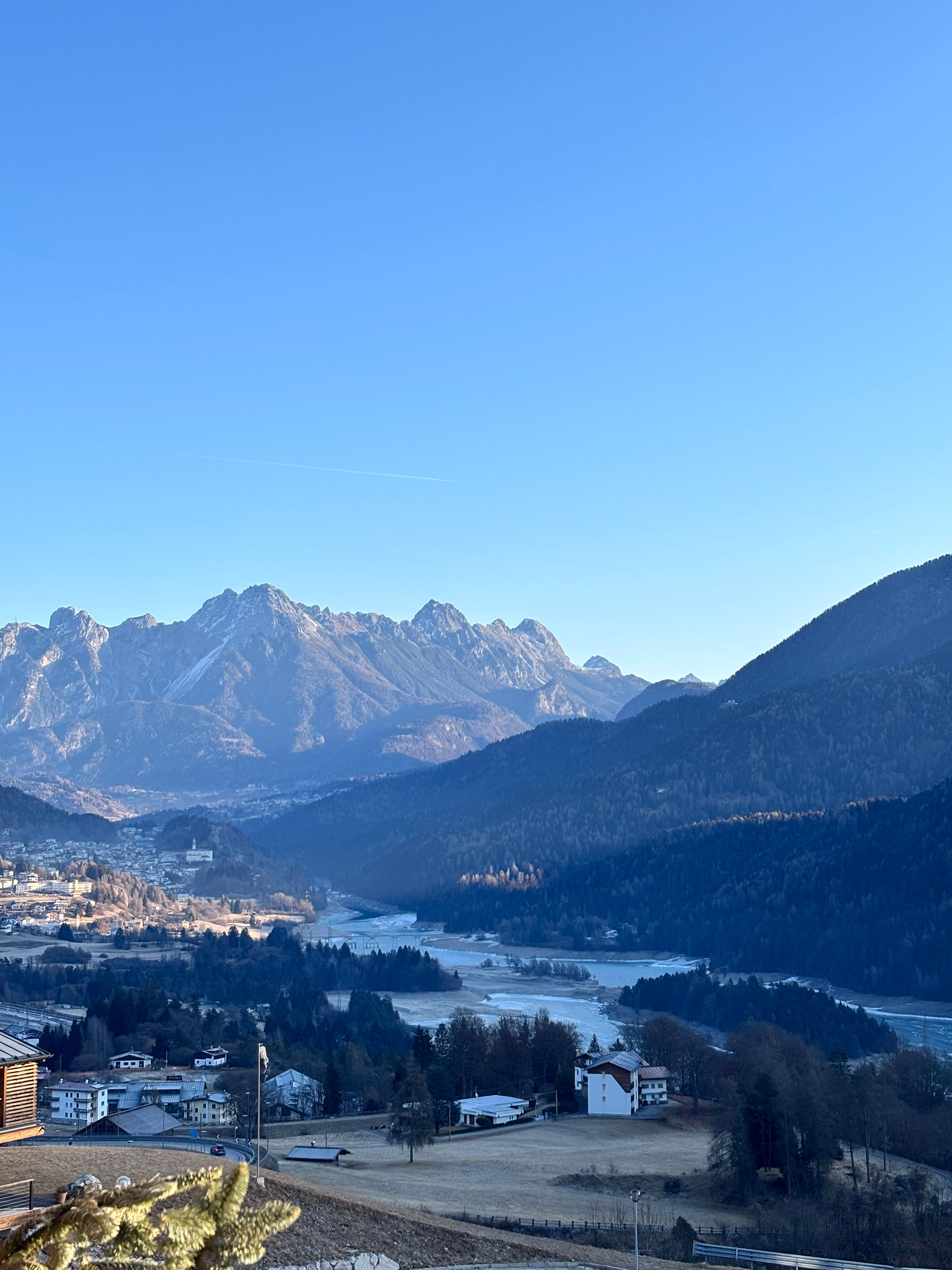 Mountain valley town in the Dolomites