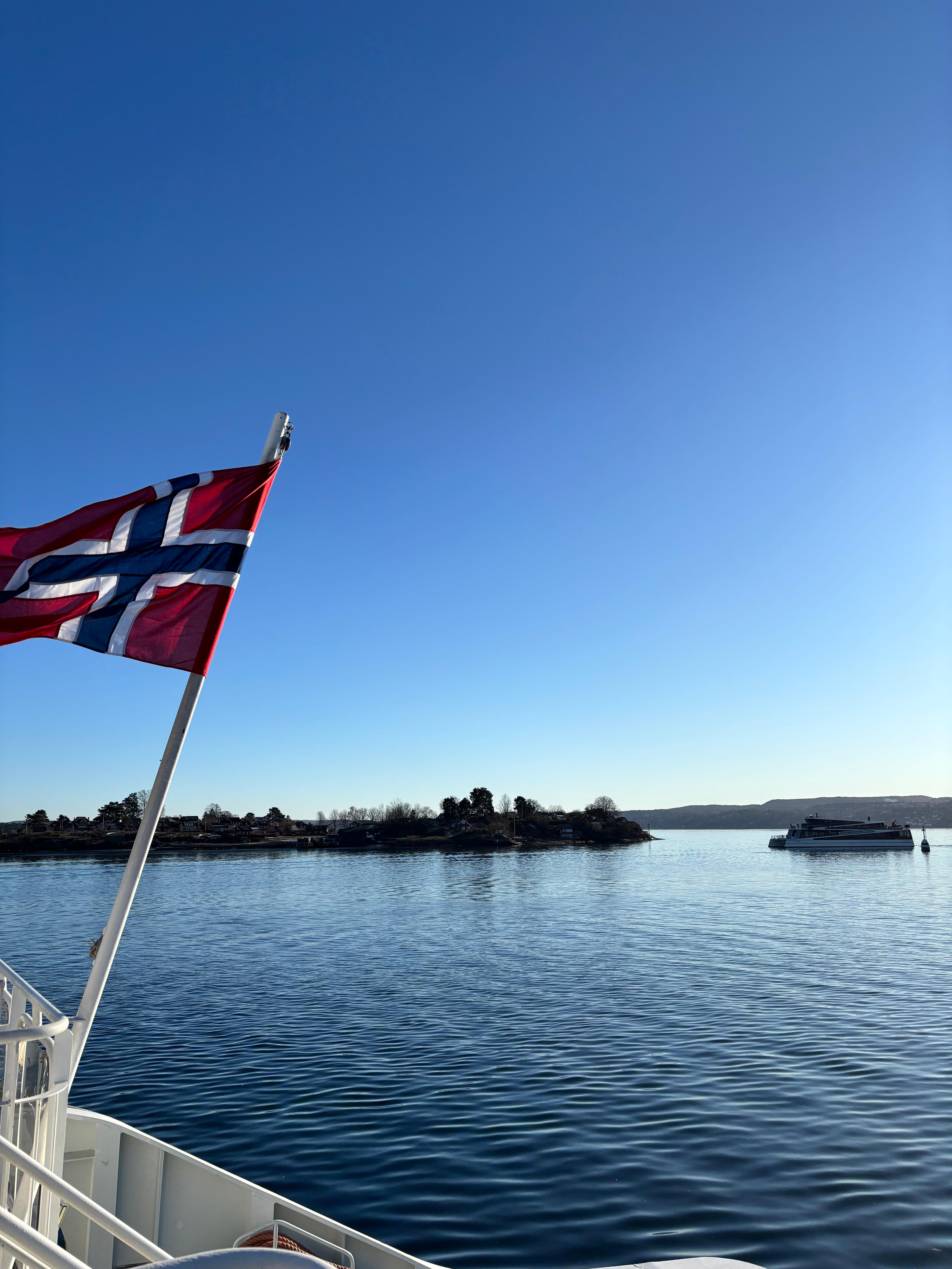 Norwegian flag on an Oslofjord ferry