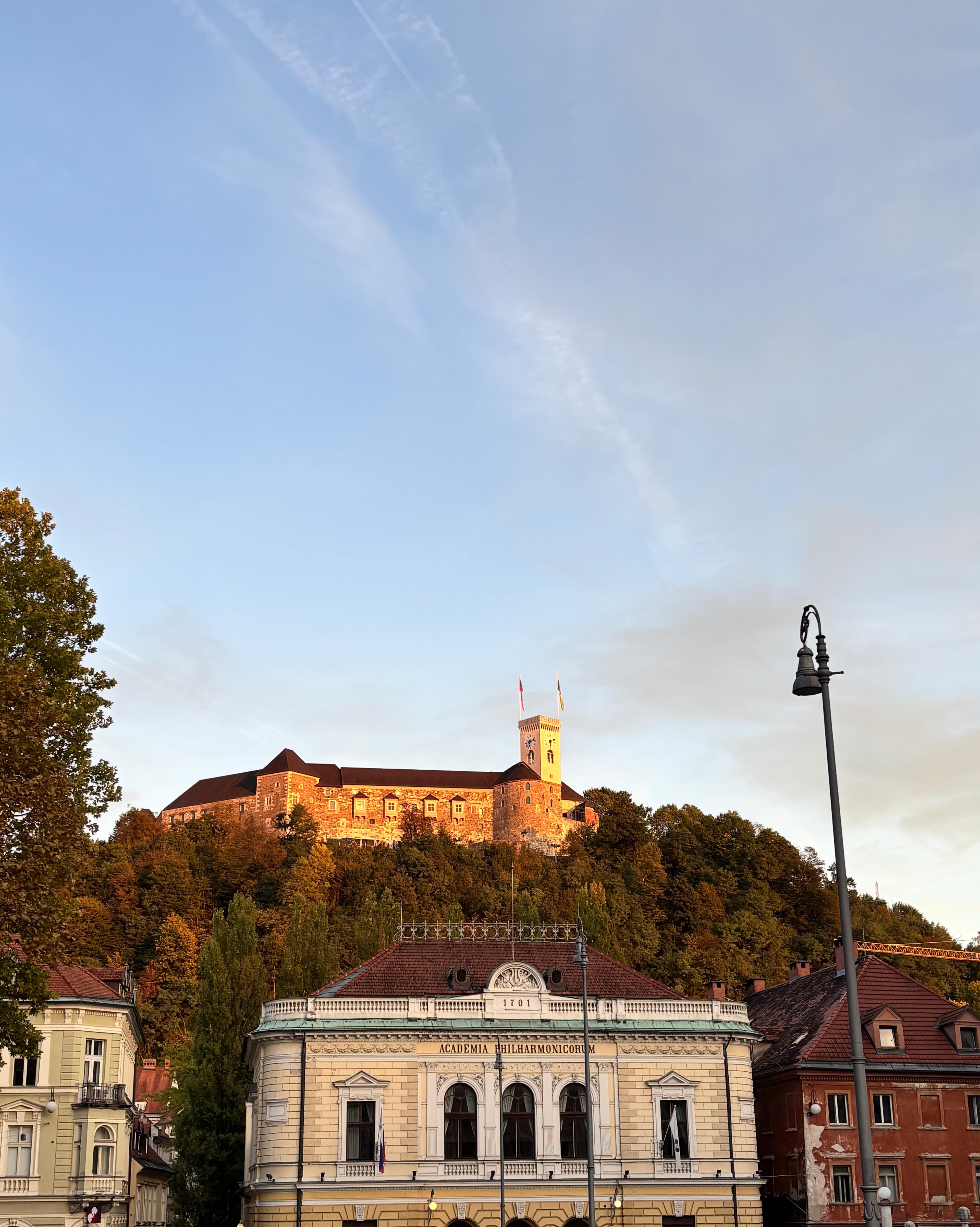 Ljubljana Castle on the hill above the Academia Philharmonicorum