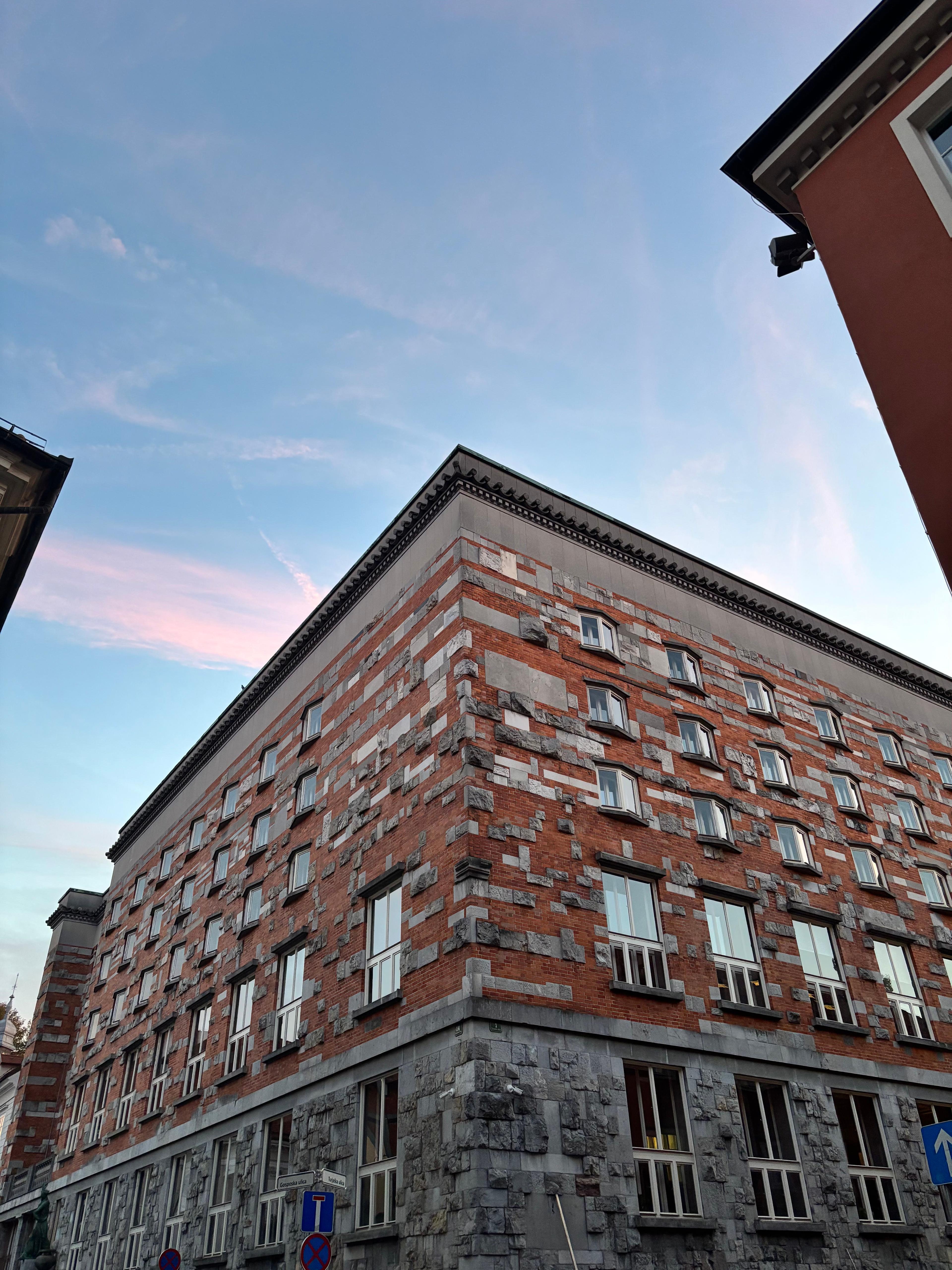 Corner stone building in Ljubljana old town